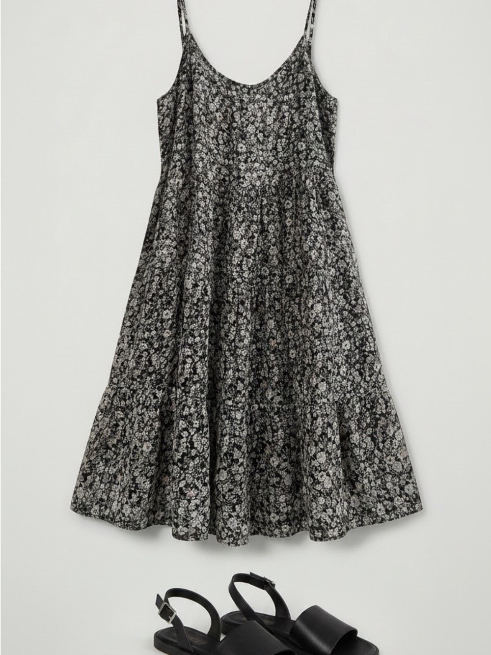 American Eagle Outfitters Black Floral Tiered Sun Dress for Kids